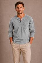 Men's Long Sleeve Henley Shirt – Casual Regular Fit