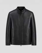 Men’s PU Leather Jacket – Stand Collar Zip Style