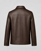 Men’s PU Leather Zip Jacket – Classic Collar Style