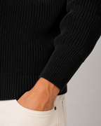 Men’s Quarter-Zip Ribbed Knit Sweater with Mock Neck