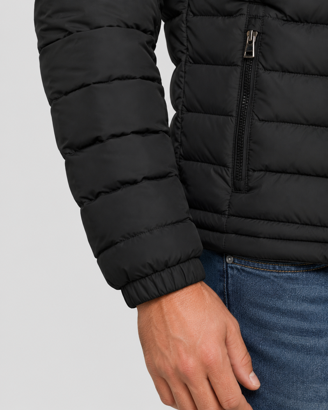 Men’s Quilted Puffer Jacket – Stand Collar Fit