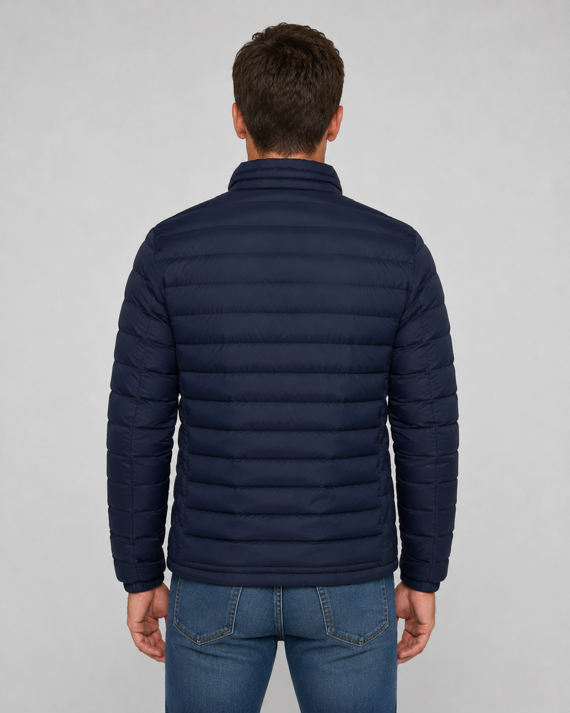 Men’s Quilted Puffer Jacket – Stand Collar Fit