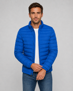 Men’s Quilted Puffer Jacket – Stand Collar Fit