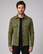 Men’s Suede Overshirt Jacket with Chest Pockets