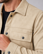 Men's Slim Fit Suede Overshirt Jacket