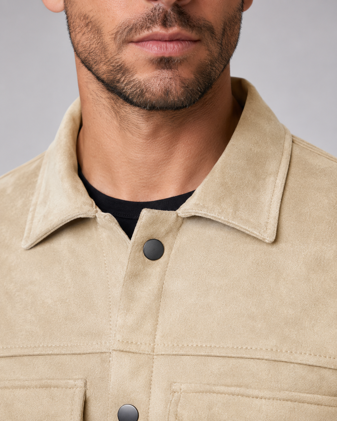 Men's Slim Fit Suede Overshirt Jacket