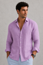 Men's Long Sleeve Casual Shirt – Button-Up Regular Fit