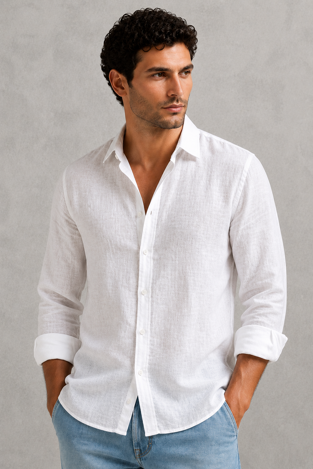 Men's Long Sleeve Casual Shirt – Button-Up Regular Fit