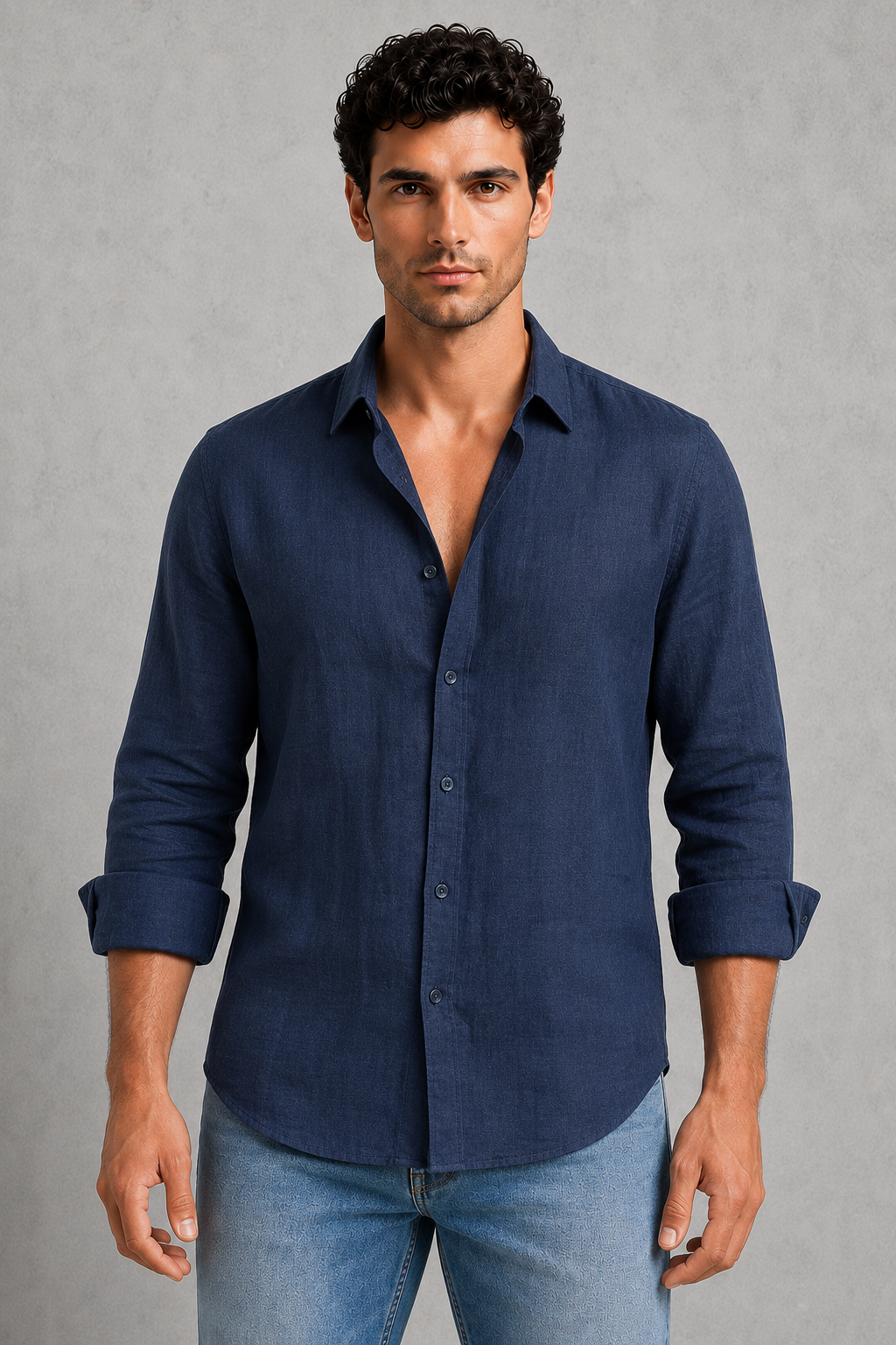 Men's Long Sleeve Casual Shirt – Button-Up Regular Fit