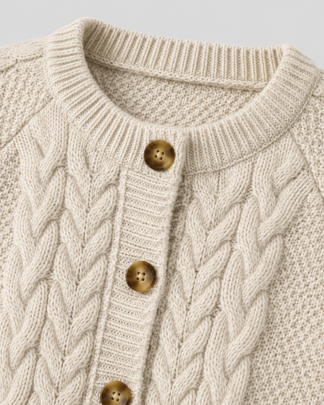 Women’s Cable Knit Cardigan – Button Front Relaxed Fit