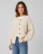 Women’s Cable Knit Cardigan – Button Front Relaxed Fit