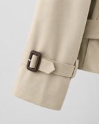 Women's Cropped Double-Breasted Trench Jacket with Funnel Neck