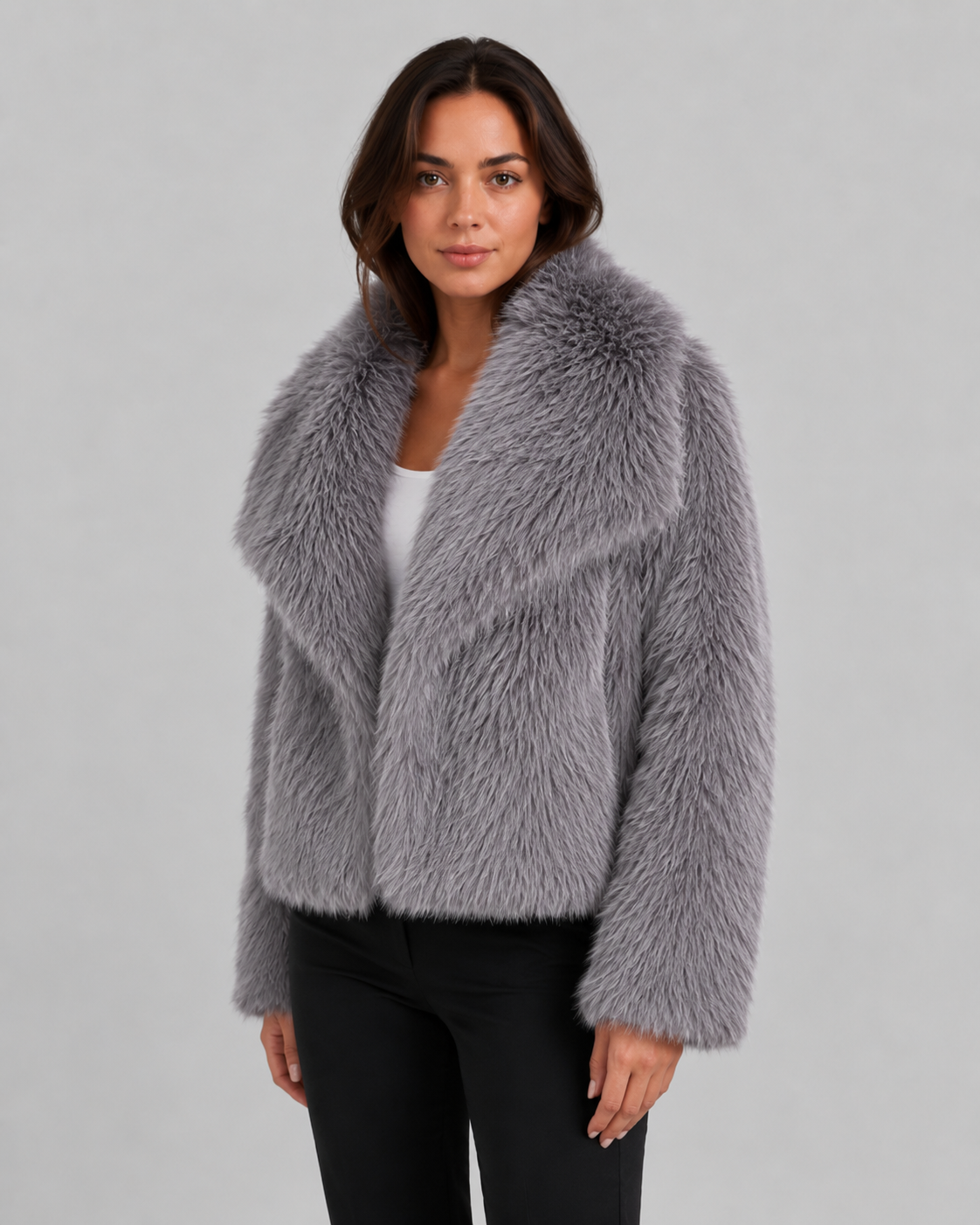 Women's Cropped Faux Fur Jacket