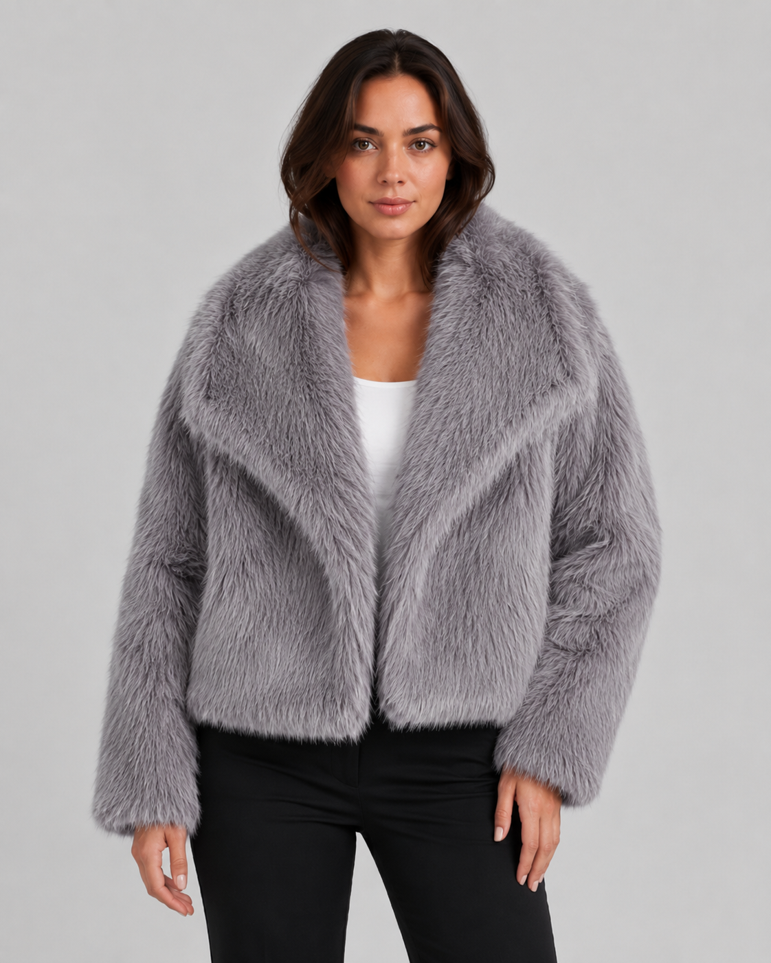 Women's Cropped Faux Fur Jacket