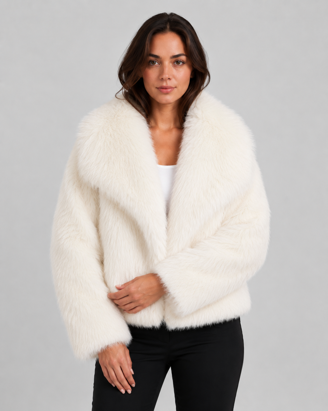 Women's Cropped Faux Fur Jacket