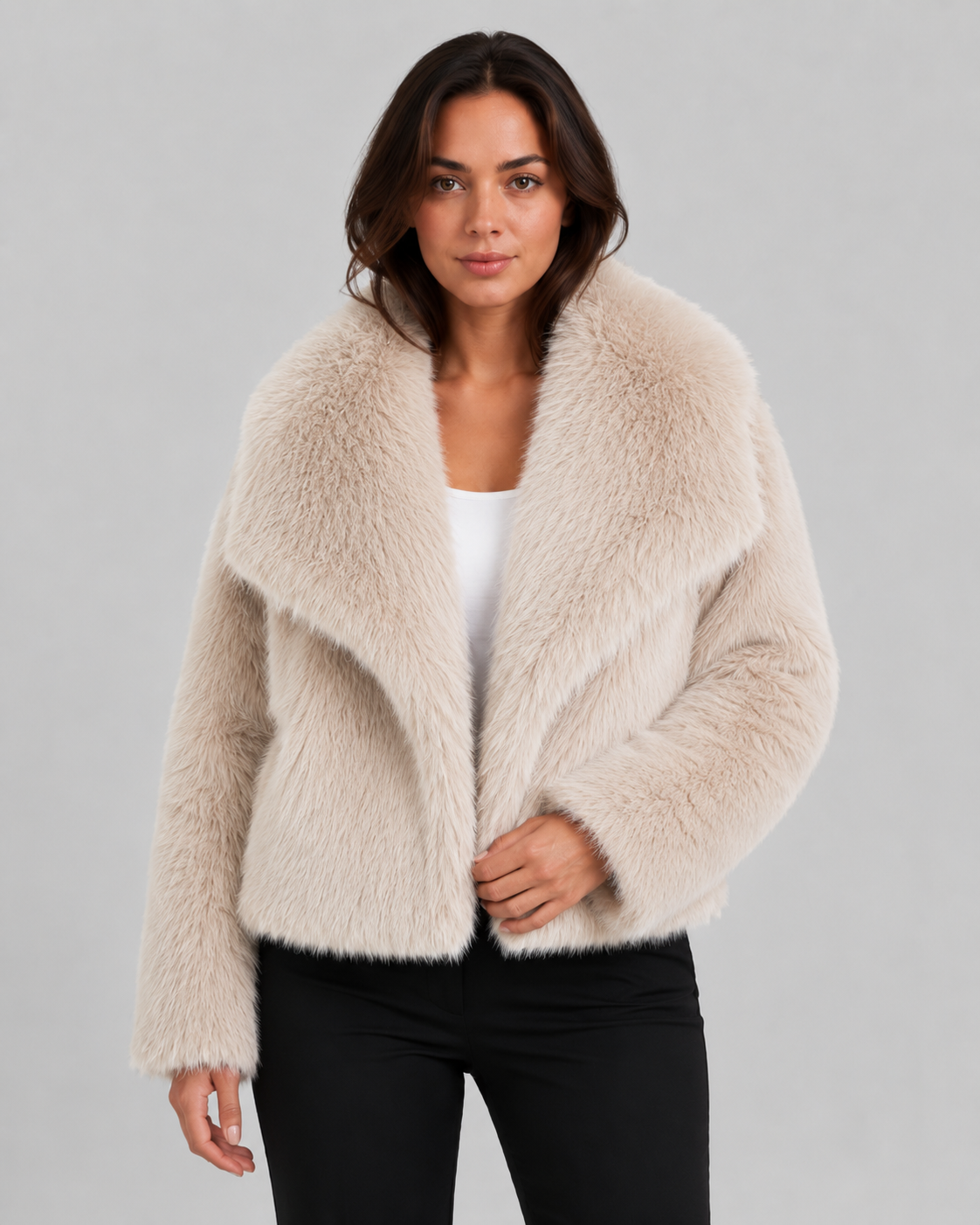 Women's Cropped Faux Fur Jacket