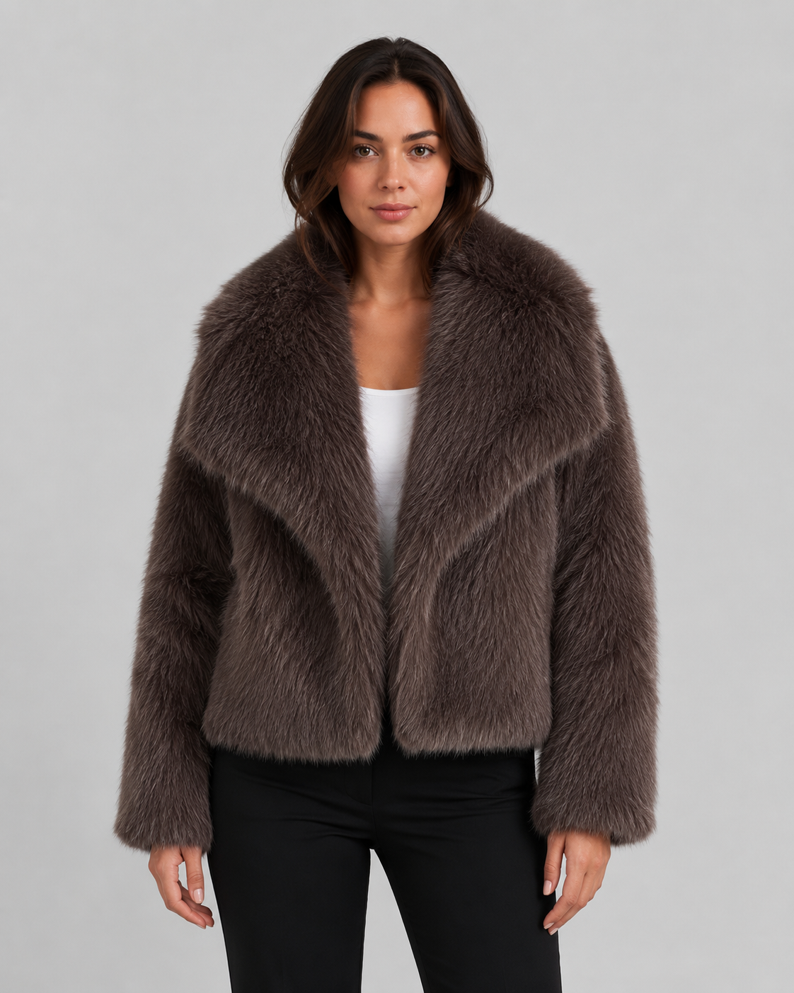 Women's Cropped Faux Fur Jacket