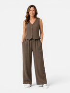 Women's Sleeveless Two Piece Set – Wide Leg Trouser Co-Ord