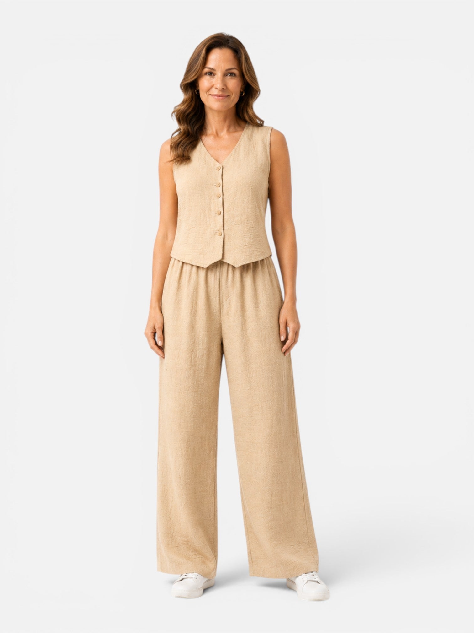 Women's Sleeveless Two Piece Set – Wide Leg Trouser Co-Ord
