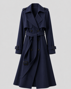 Women’s Long Belted Trench Coat – Double Breasted Style