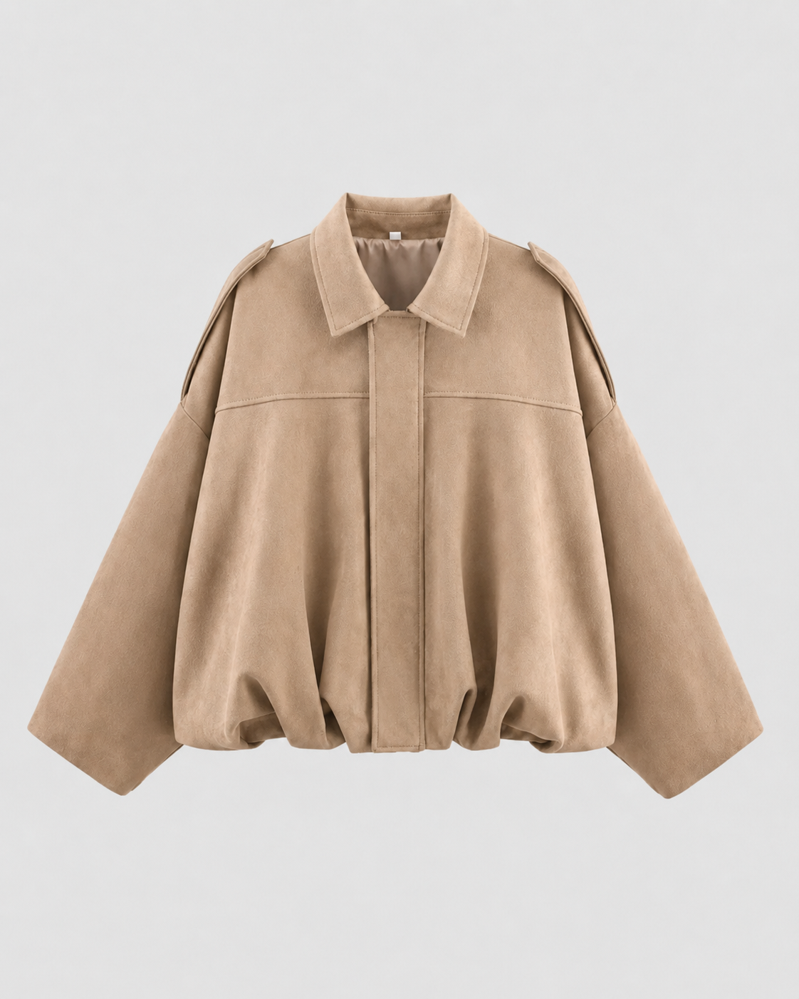 Women's Suede Zip-Up Jacket, Relaxed Cropped Fit