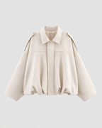 Women's Suede Zip-Up Jacket, Relaxed Cropped Fit