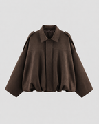 Women's Suede Zip-Up Jacket, Relaxed Cropped Fit