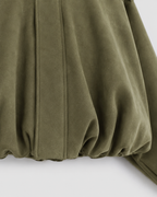 Women's Suede Zip-Up Jacket, Relaxed Cropped Fit