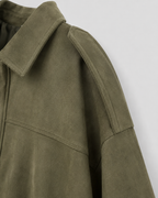 Women's Suede Zip-Up Jacket, Relaxed Cropped Fit