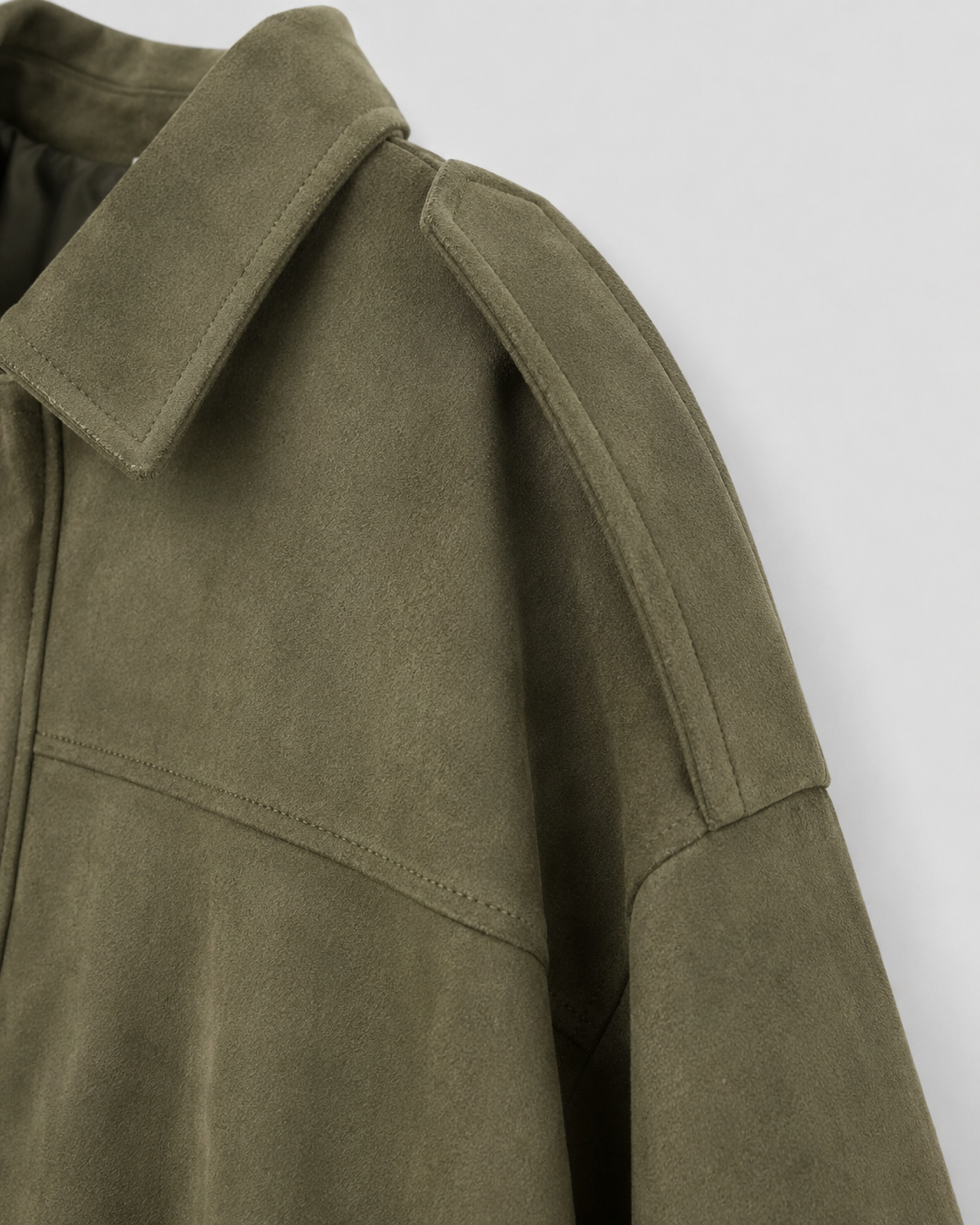 Women's Suede Zip-Up Jacket, Relaxed Cropped Fit