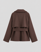 Women’s Cropped Double-Breasted Trench Coat with Tie Waist