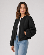 Women's Wool Blend Cropped Bomber Jacket
