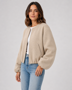 Women's Wool Blend Cropped Bomber Jacket