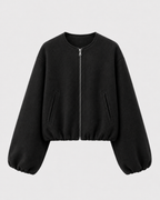 Women's Wool Blend Cropped Bomber Jacket