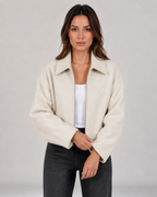 Women's Cropped Zip-Up Jacket with Collar