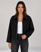 Women's Cropped Zip-Up Jacket with Collar