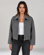 Women's Cropped Zip-Up Jacket with Collar