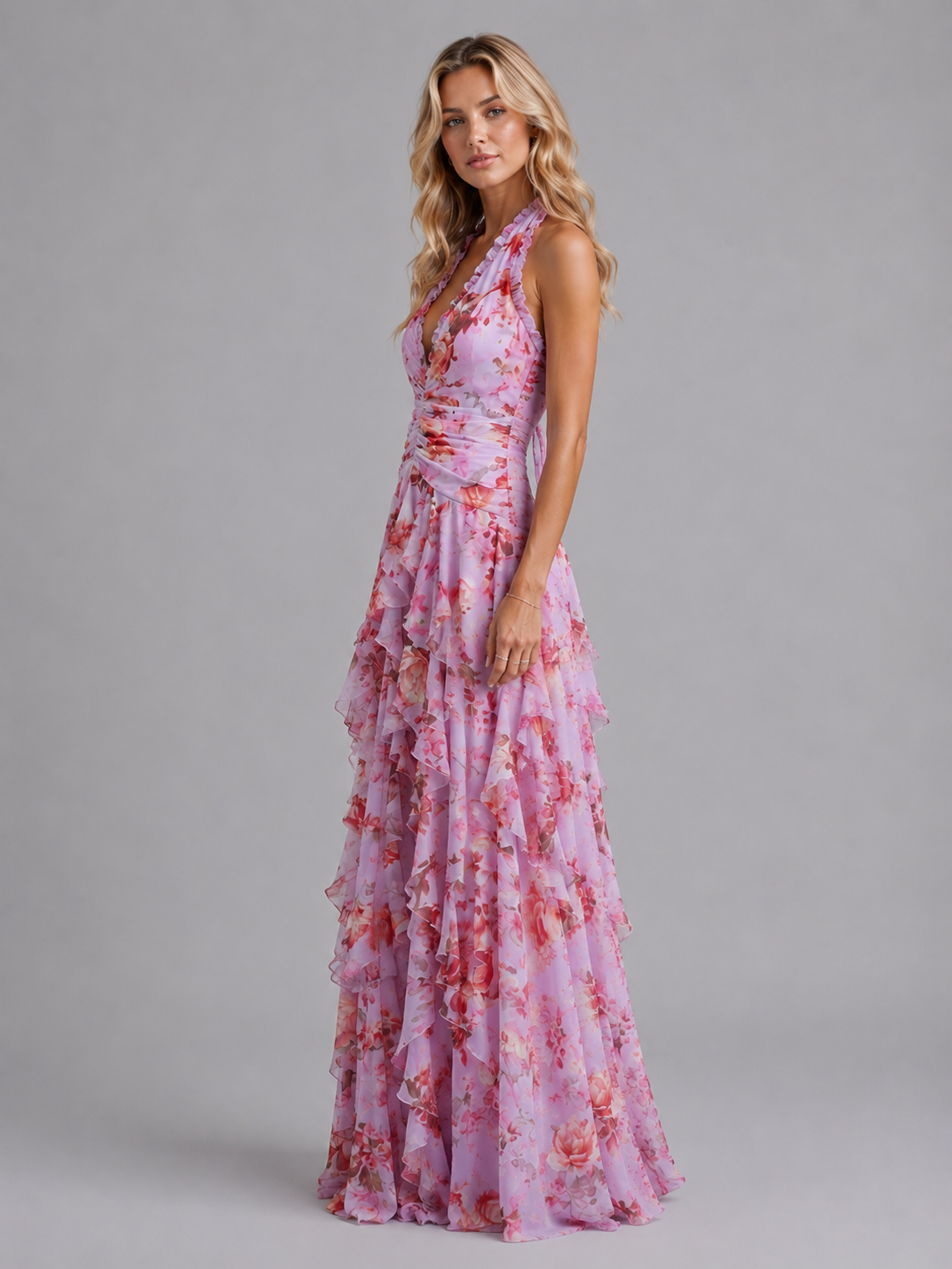 Women’s Floral Halter Maxi Dress