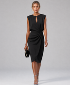 Women's Ruched Midi Dress – Cap Sleeve Cocktail & Occasion Dress