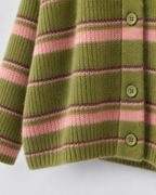 Button-Front Striped Cardigan - Relaxed Knit Fit