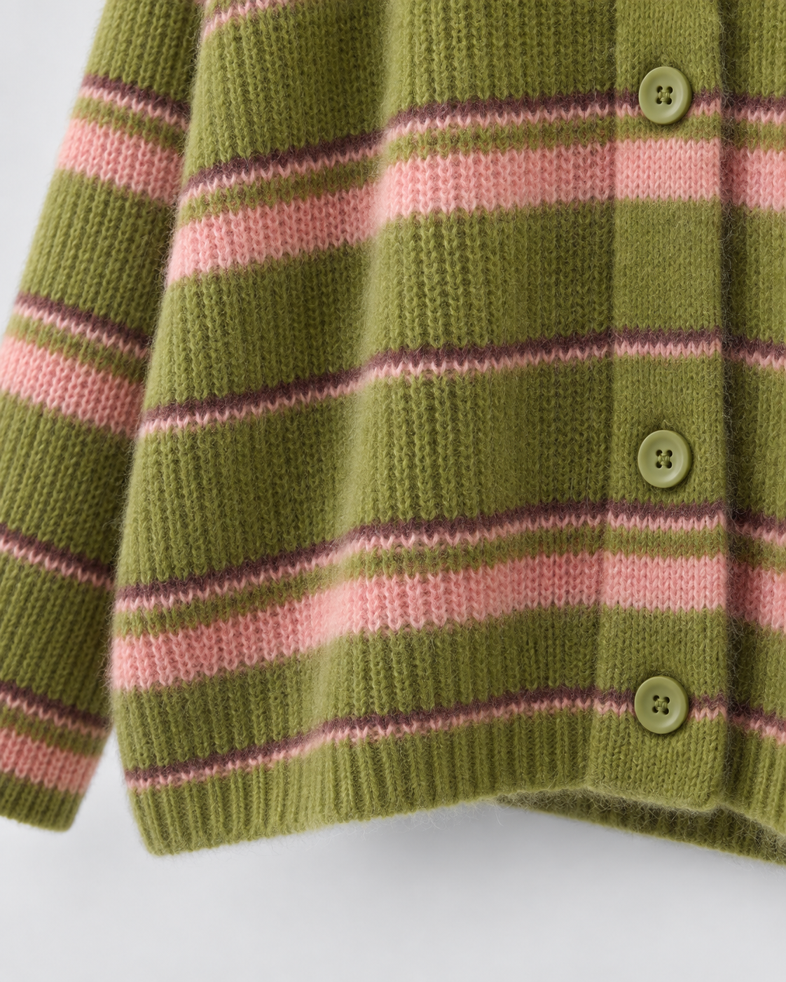 Button-Front Striped Cardigan - Relaxed Knit Fit
