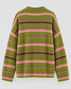 Button-Front Striped Cardigan - Relaxed Knit Fit