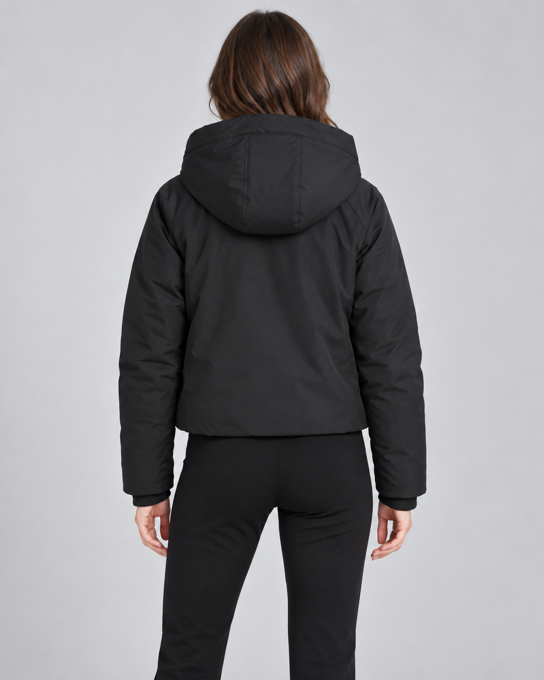 Cropped Hooded Puffer Jacket - Full-Zip Winter