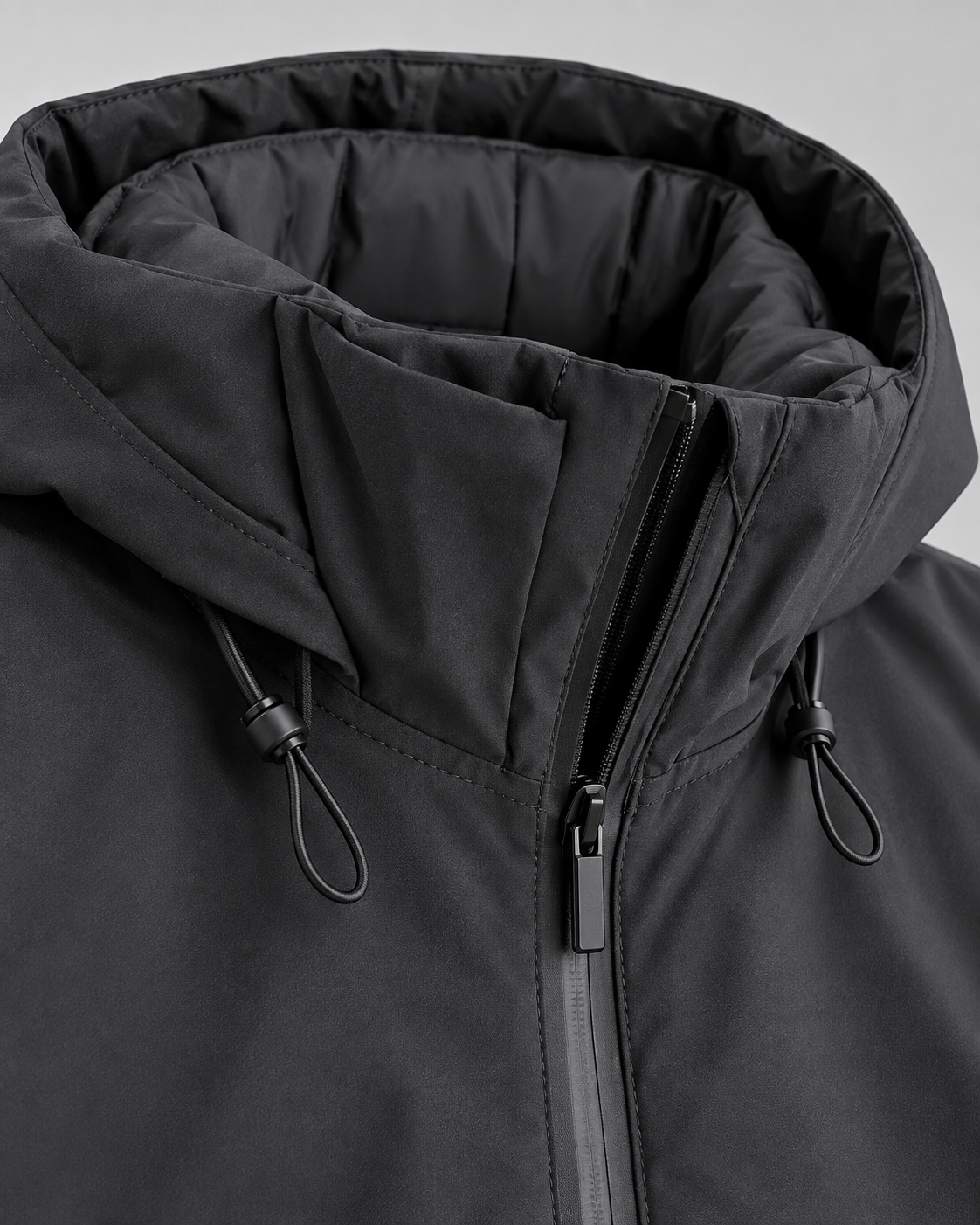 Cropped Hooded Puffer Jacket - Full-Zip Winter
