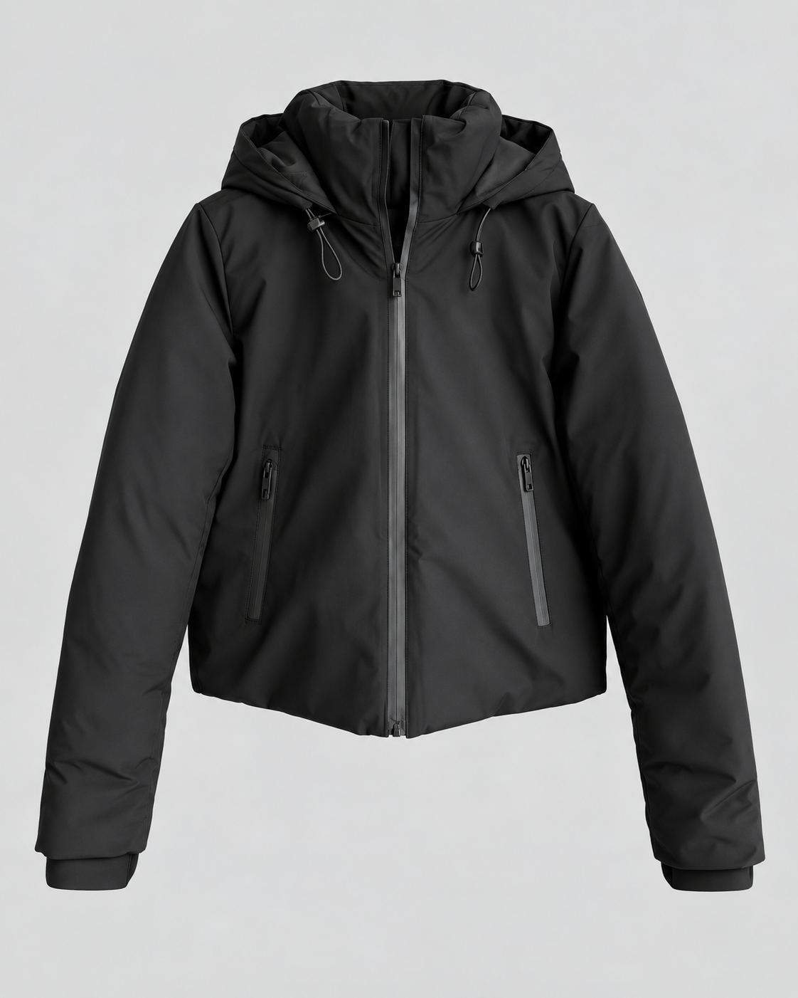 Cropped Hooded Puffer Jacket - Full-Zip Winter
