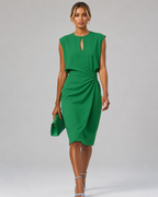 Women's Ruched Midi Dress – Cap Sleeve Cocktail & Occasion Dress