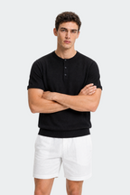 Men's Short Sleeve Henley T-Shirt – Casual Slim Fit