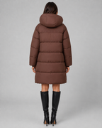 Long Hooded Quilted Puffer Coat - Knee-Length