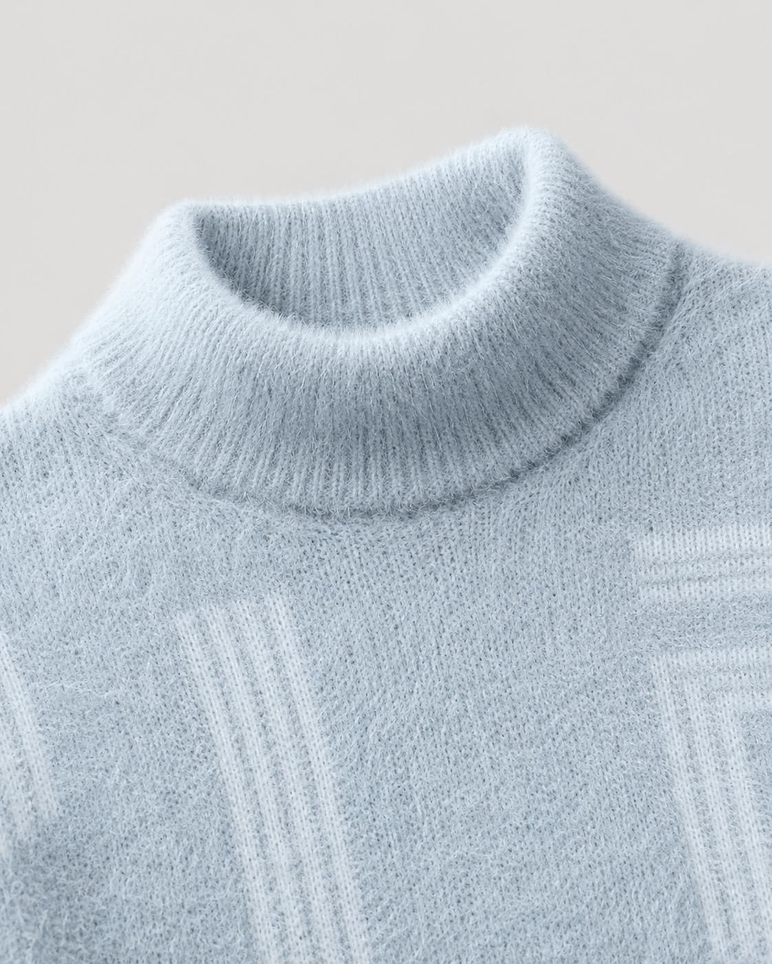 Men's Fluffy Knit Sweater - Geometric Funnel Neck Relaxed Fit