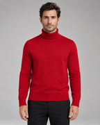 Men's Turtleneck Sweater Fine Knit Roll Neck